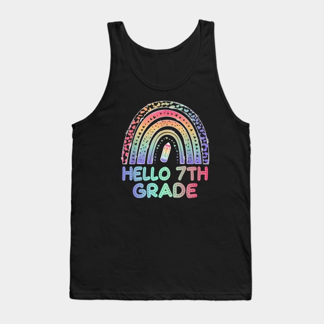 Hello 7th Grade Tie Dye Leopard Rainbow Back To School Tank Top by busines_night